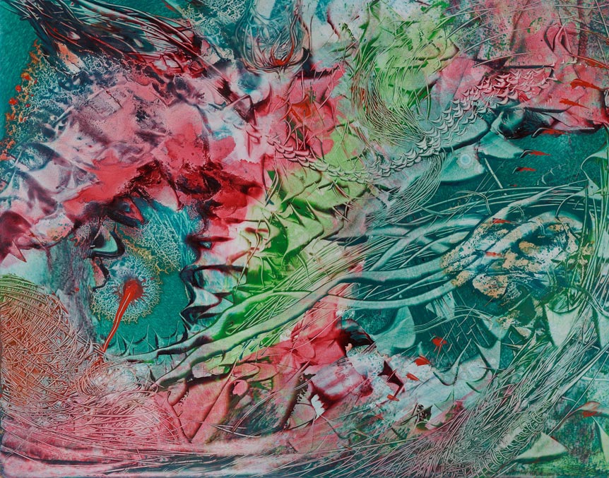 Kosmos Cross Farbreise - oil on wood painting